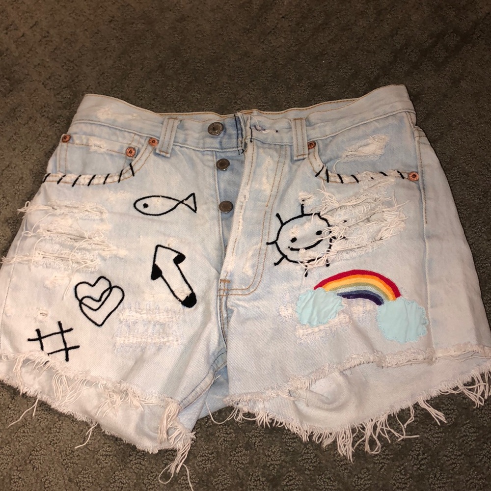 Stitched & Patched Jean shorts